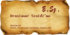 Breslauer Szalóme névjegykártya